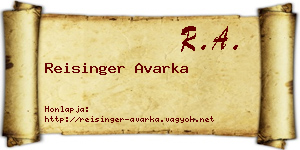 Reisinger Avarka névjegykártya